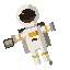 simulated_research mark: a pixel-art astronaut drifting in space, holding a tape recorder